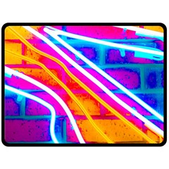 Pop Art Neon Wall Double Sided Fleece Blanket (large)  by essentialimage365