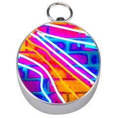 Pop Art Neon Wall Silver Compasses by essentialimage365