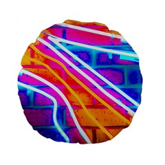 Pop Art Neon Wall Standard 15  Premium Flano Round Cushions by essentialimage365