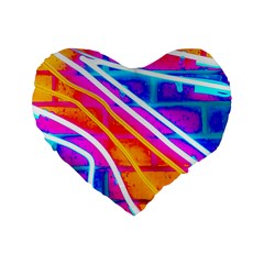 Pop Art Neon Wall Standard 16  Premium Flano Heart Shape Cushions by essentialimage365