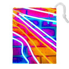 Pop Art Neon Wall Drawstring Pouch (5xl) by essentialimage365