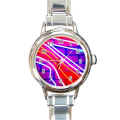 Pop Art Neon Lights Round Italian Charm Watch by essentialimage365