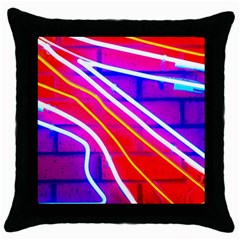 Pop Art Neon Lights Throw Pillow Case (black) by essentialimage365