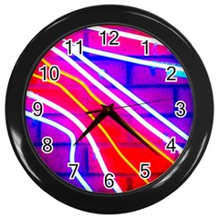 Pop Art Neon Lights Wall Clock (black) by essentialimage365