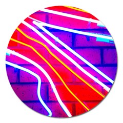 Pop Art Neon Lights Magnet 5  (round) by essentialimage365