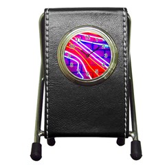 Pop Art Neon Lights Pen Holder Desk Clock by essentialimage365