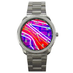 Pop Art Neon Lights Sport Metal Watch by essentialimage365