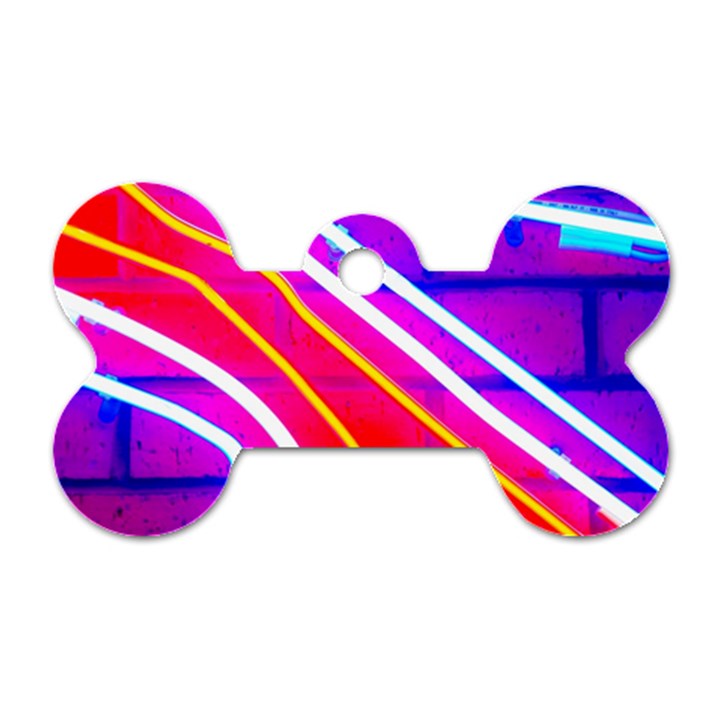 Pop Art Neon Lights Dog Tag Bone (Two Sides)