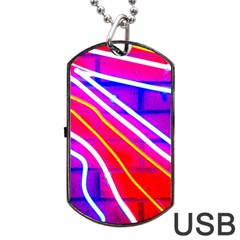 Pop Art Neon Lights Dog Tag Usb Flash (two Sides) by essentialimage365