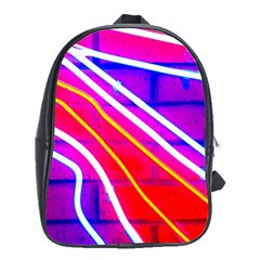 Pop Art Neon Lights School Bag (xl) by essentialimage365