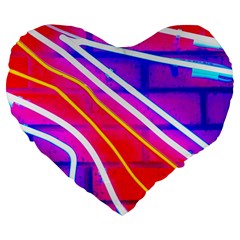 Pop Art Neon Lights Large 19  Premium Heart Shape Cushions by essentialimage365