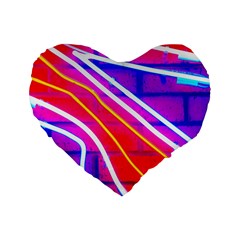 Pop Art Neon Lights Standard 16  Premium Flano Heart Shape Cushions by essentialimage365