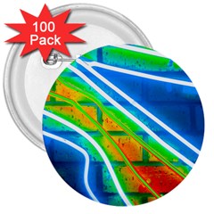 Pop Art Neon Wall 3  Buttons (100 Pack)  by essentialimage365