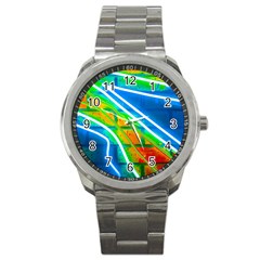 Pop Art Neon Wall Sport Metal Watch by essentialimage365