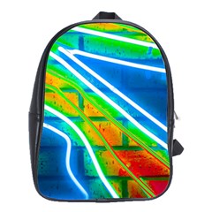 Pop Art Neon Wall School Bag (large) by essentialimage365