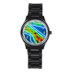 Pop Art Neon Wall Stainless Steel Round Watch by essentialimage365