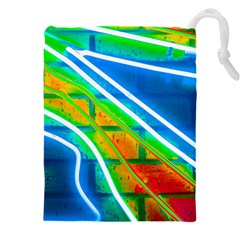 Pop Art Neon Wall Drawstring Pouch (4xl) by essentialimage365