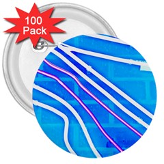 Pop Art Neon Wall 3  Buttons (100 Pack)  by essentialimage365