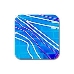 Pop Art Neon Wall Rubber Square Coaster (4 Pack)  by essentialimage365