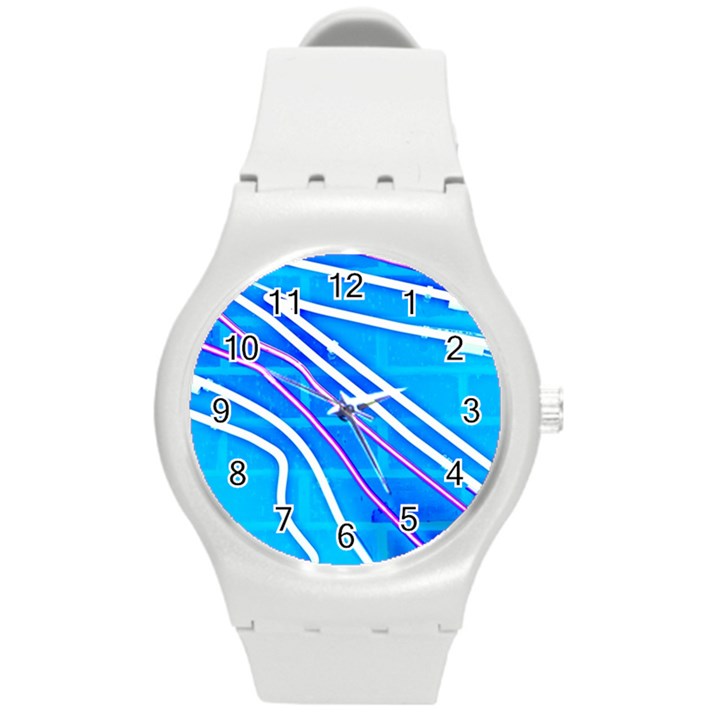 Pop Art Neon Wall Round Plastic Sport Watch (M)