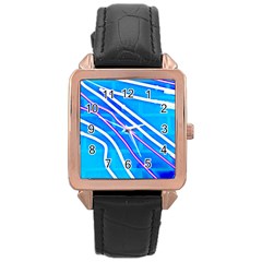 Pop Art Neon Wall Rose Gold Leather Watch  by essentialimage365