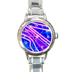 Pop Art Neon Wall Round Italian Charm Watch by essentialimage365