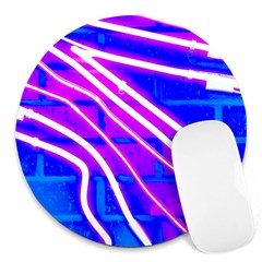 Pop Art Neon Wall Round Mousepads by essentialimage365