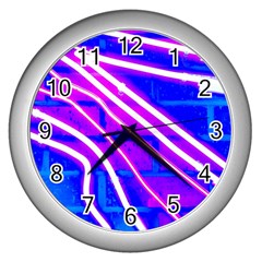 Pop Art Neon Wall Wall Clock (silver) by essentialimage365