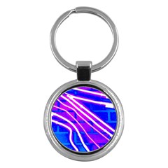 Pop Art Neon Wall Key Chain (round) by essentialimage365