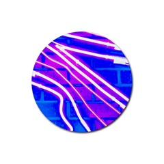 Pop Art Neon Wall Rubber Coaster (round)  by essentialimage365