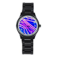 Pop Art Neon Wall Stainless Steel Round Watch by essentialimage365