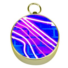 Pop Art Neon Wall Gold Compasses by essentialimage365