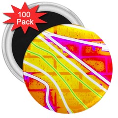 Pop Art Neon Wall 3  Magnets (100 Pack) by essentialimage365