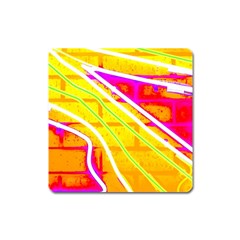 Pop Art Neon Wall Square Magnet by essentialimage365