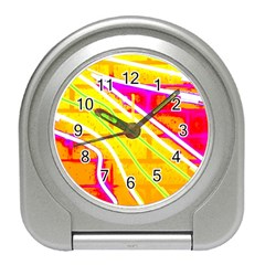 Pop Art Neon Wall Travel Alarm Clock by essentialimage365