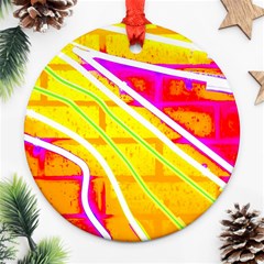 Pop Art Neon Wall Round Ornament (two Sides) by essentialimage365