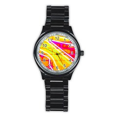 Pop Art Neon Wall Stainless Steel Round Watch by essentialimage365