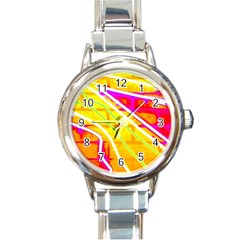 Pop Art Neon Wall Round Italian Charm Watch by essentialimage365