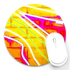 Pop Art Neon Wall Round Mousepads by essentialimage365