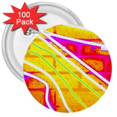 Pop Art Neon Wall 3  Buttons (100 Pack)  by essentialimage365