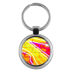 Pop Art Neon Wall Key Chain (round) by essentialimage365