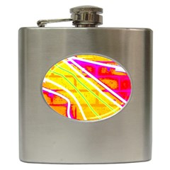 Pop Art Neon Wall Hip Flask (6 Oz) by essentialimage365