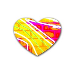 Pop Art Neon Wall Rubber Coaster (heart)  by essentialimage365