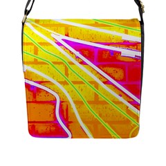 Pop Art Neon Wall Flap Closure Messenger Bag (l) by essentialimage365