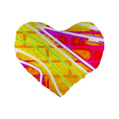 Pop Art Neon Wall Standard 16  Premium Flano Heart Shape Cushions by essentialimage365