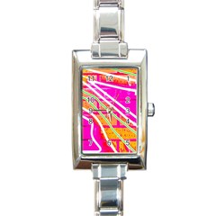 Pop Art Neon Wall Rectangle Italian Charm Watch by essentialimage365