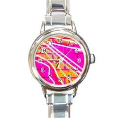 Pop Art Neon Wall Round Italian Charm Watch by essentialimage365