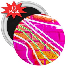 Pop Art Neon Wall 3  Magnets (10 Pack)  by essentialimage365