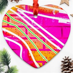 Pop Art Neon Wall Heart Ornament (two Sides) by essentialimage365