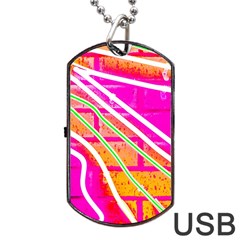 Pop Art Neon Wall Dog Tag Usb Flash (one Side) by essentialimage365